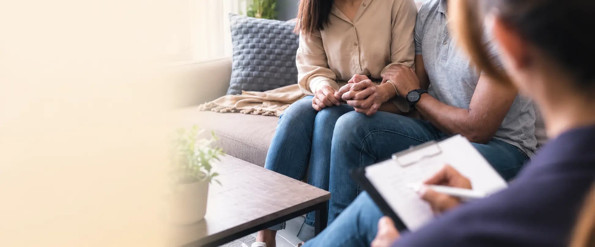 A couple sitting together during a difficult conversation