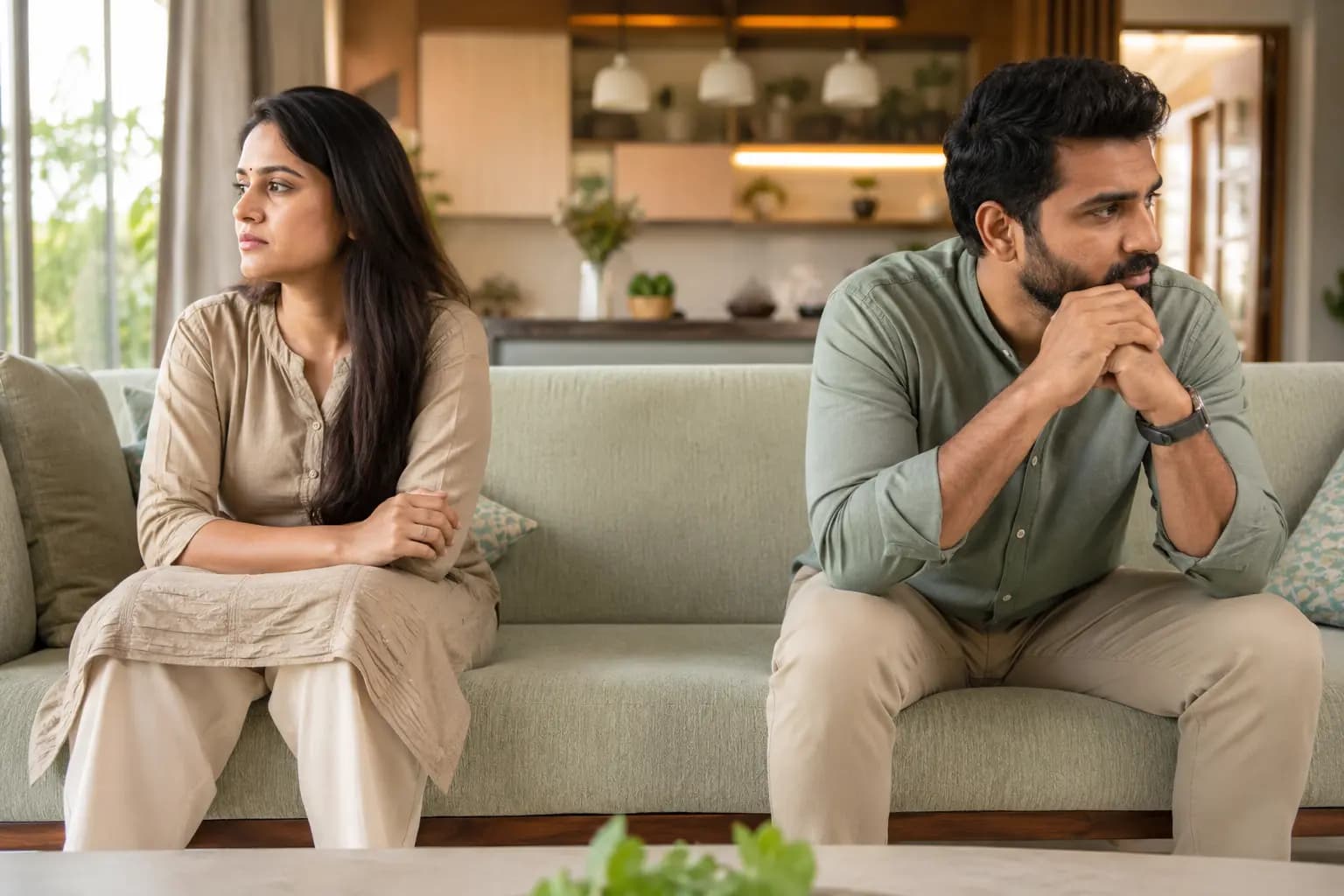 A couple holding hands in a counselling session